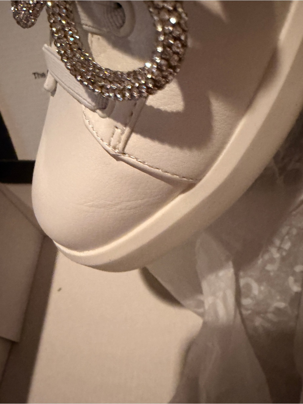 INC International Concepts White Rhinestone-Embellished Sneakers WITH BOX - Picture 7 of 10